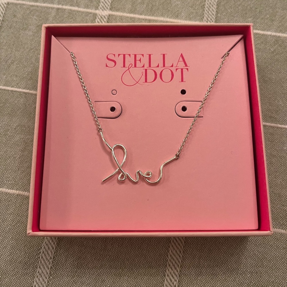 NWT Stella & Dot Silver Love Necklace- Perfect for Valentines’ Day